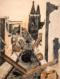 Cathedral among Ruins 22X17.5 ink and watercolor