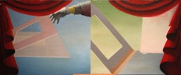 Cut Mat Diptych 20X48 oil on canvas on stretcher