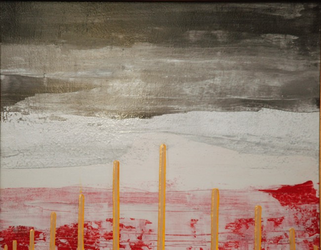 Someplace West of Here 14X18 oil and collage on masonite 2014