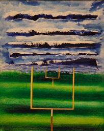 Somewhere in England 16X20 oiland collage on canvas board 2013 signed